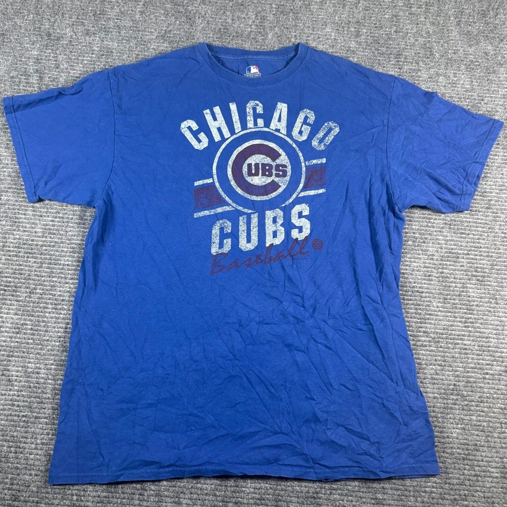 MLB Chicago Cubs T-Shirt Mens Large Blue Excellent Distressed Graphic Tee